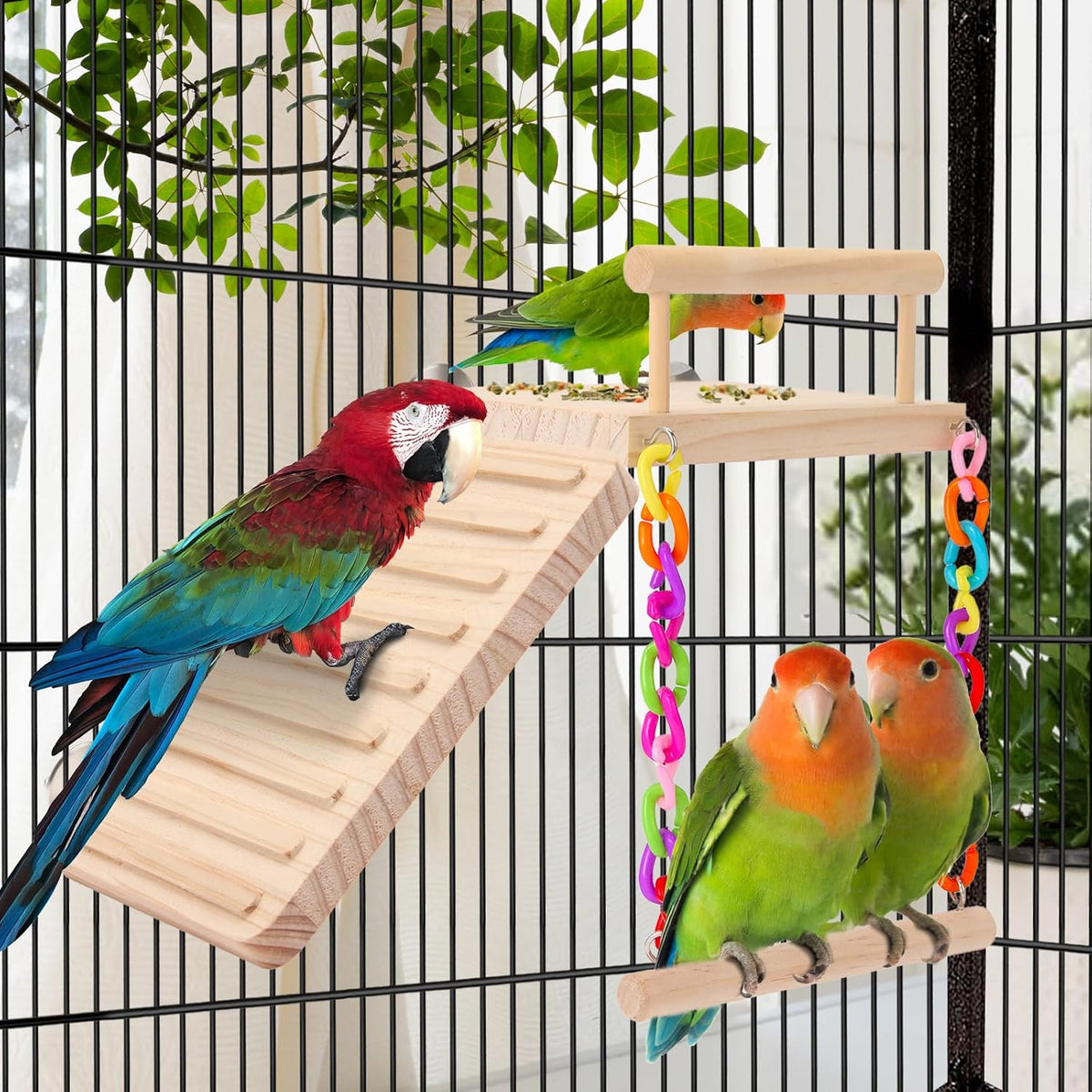Kyouki Bird Perch Bird Cage Accessories Platform Swing - image 2