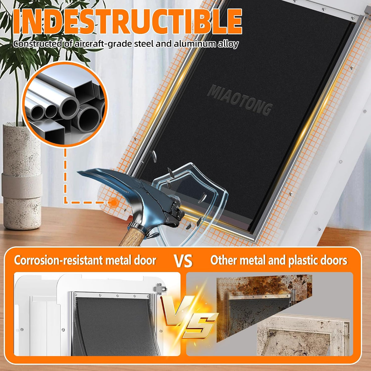 3-Flap Never Rust Extra Large Dog Door for Doors with Sliding Lock - X-Large / For Wall - image 3
