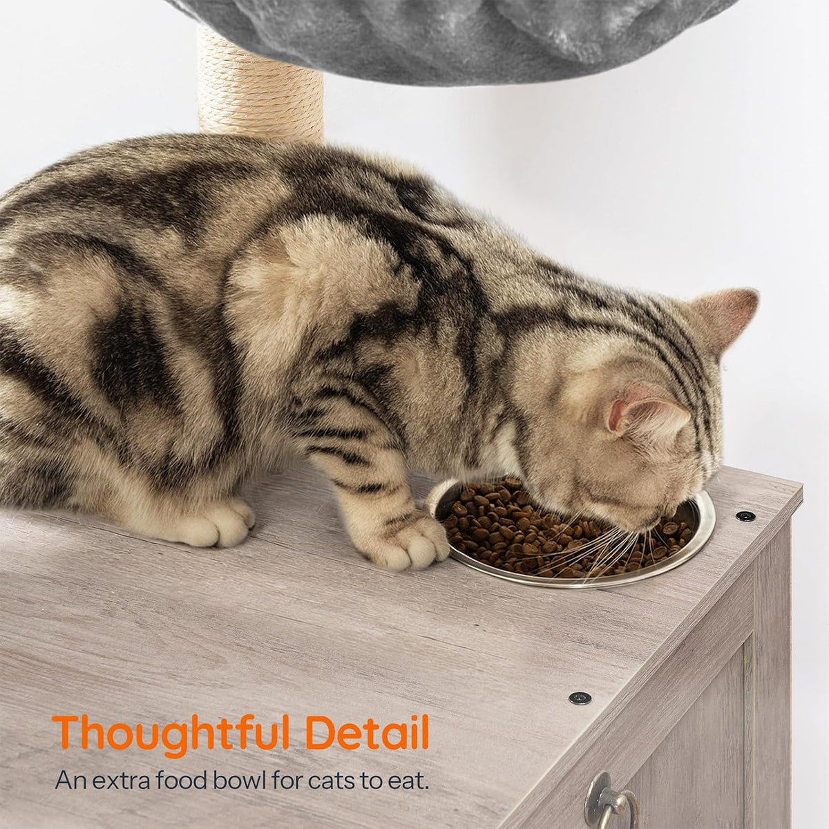 HOOBRO Cat Tree with Litter Box Enclosure - Greige - image 4