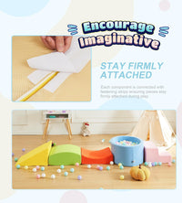Elftopia foam climbing blocks with ball pit, stair climber and triangle wedge in beige - view 7