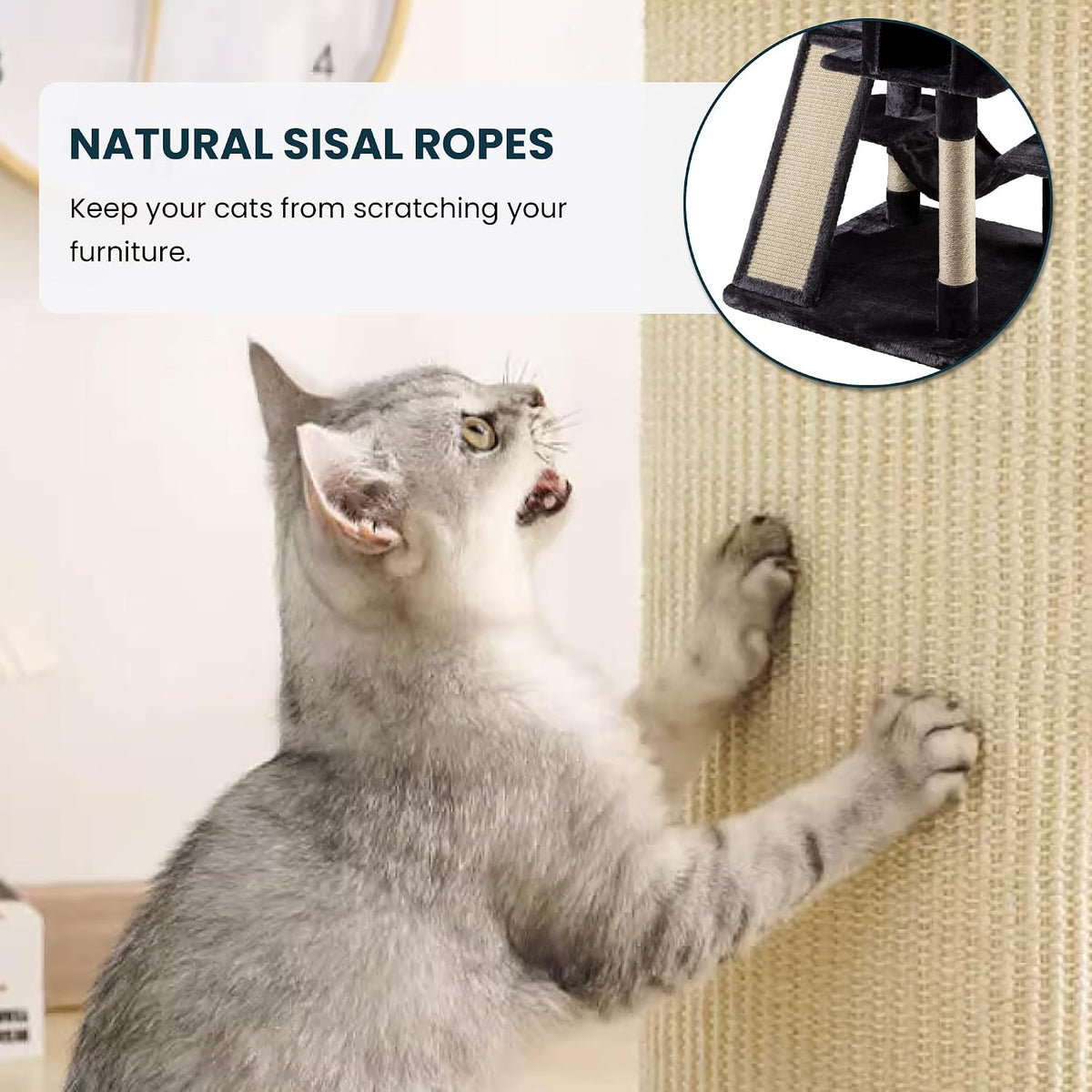 SHA CERLIN 65in Larger Cat Tree Tower Condo for Indoor - Dark Grey - image 4