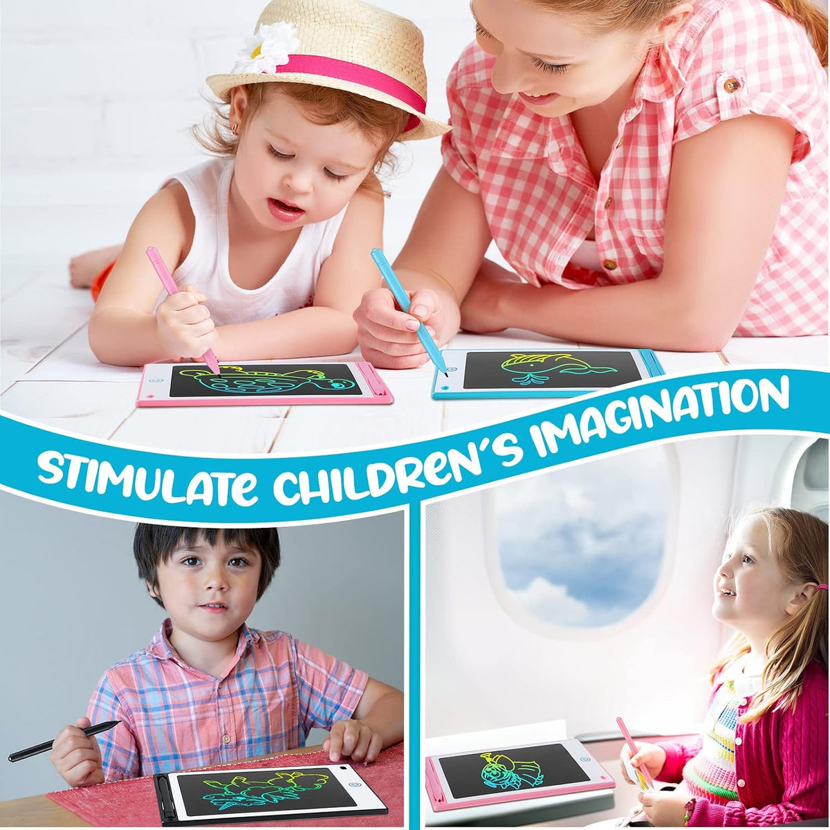 Epakh 16 pack of 8.5 inch LCD writing tablets for kids in blue, green, pink and red - view 5