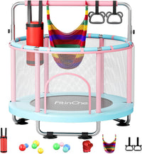 55" Toddler Mini Trampoline for Kids - Pink-Blue
