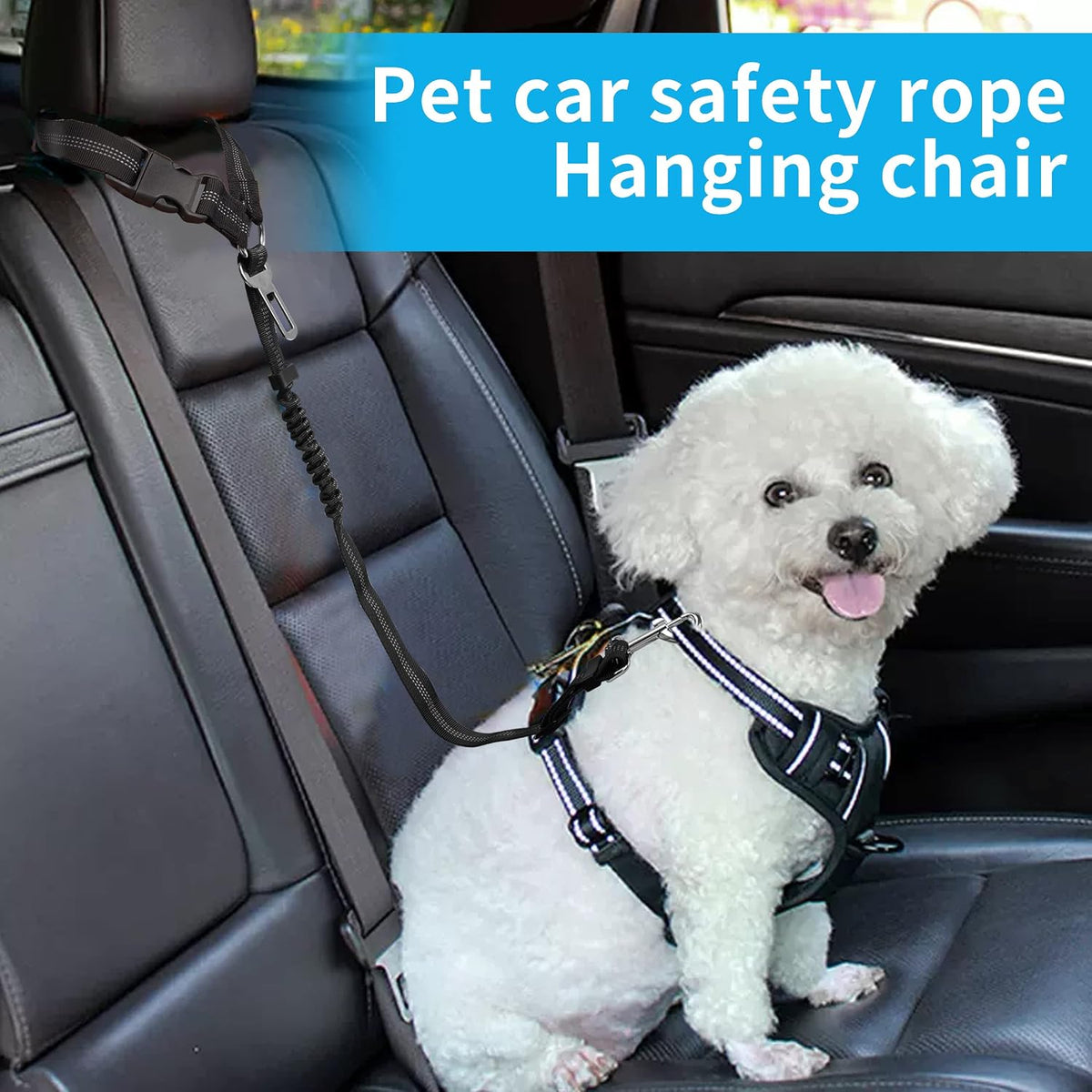 YAOHDAO Dog Seat Belt Harness for Car - Black - image 2