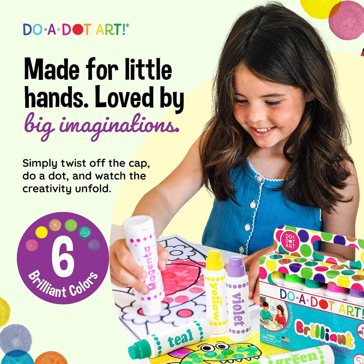 Do A Dot Art! Markers 6-Pack Rainbow Washable Paint Markers – Fun for Kids & Family - Brilliant / 6 - image 3