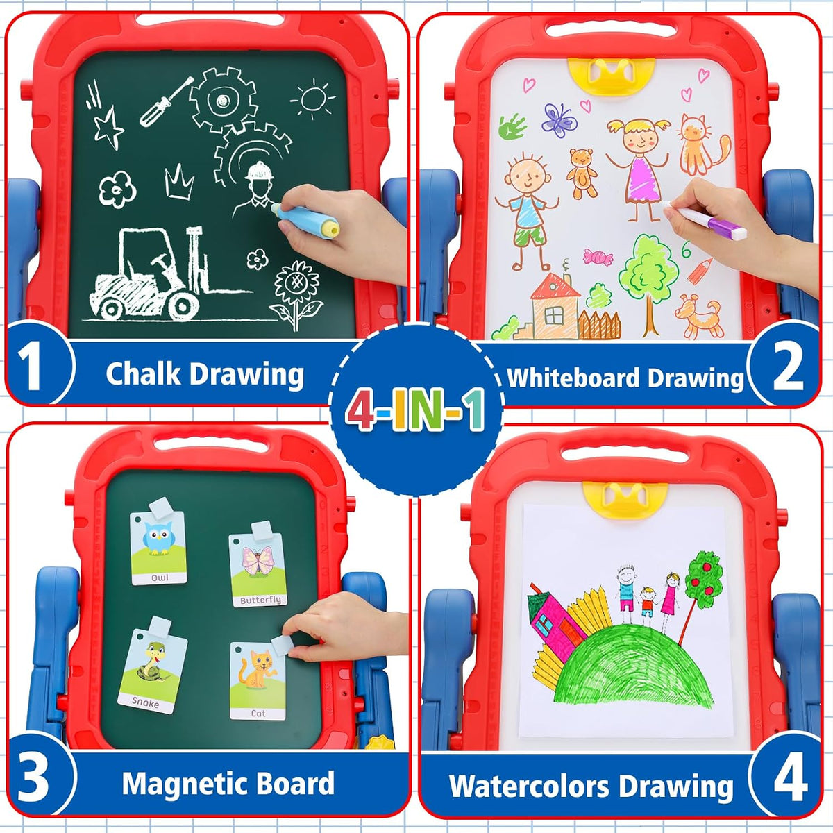 Easel for Kids Double-Sided Art Drawing Board Toys 3 4 Year Birthday - Blue - image 2