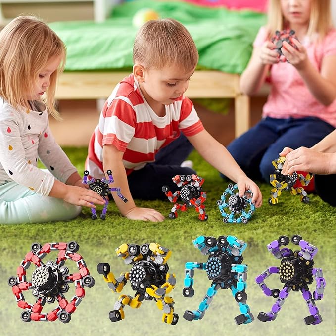 Fidget Spinners 8 Pcs for Kids and Adults Stress Relief Sensory Toys for Boys and Girls Fingertip Gyros Party Favors Sensory Fidget Toys Stocking Stuffers Bulk Gifts Trasransformable