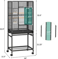 YITAHOME 53 inches Bird Cages for Parakeets, Parrot, Cockatiel - Black / 24.0"L x 16.9"W x 53.9"H - image 2