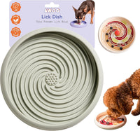 Lick Dish, Silicone Lick Mat + Slow Feeder for Cats & Small Dogs - Sage / Large