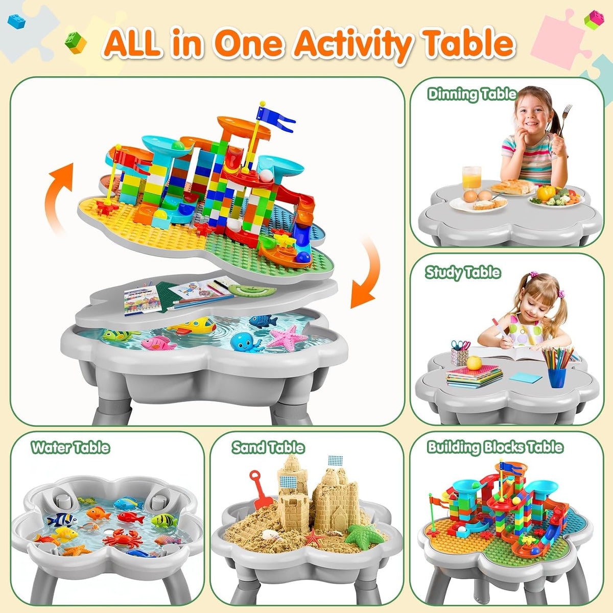 OCATO Kids Table and 4 Chairs Set Activity Table Kid Water Table – Fun for Kids & Family - Table and Bunny Chair Set - image 2