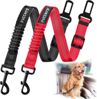 2 Pack Dog Seat Belt Adjustable Dog Car Seatbelts for Vehicle Nylon - Black + Red