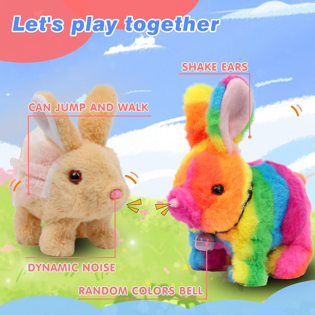 Hopearl Walking Gray Tabby Cat Interactive Electronic Pet Plush Kitty - Dress Bunny-Brown - image 4
