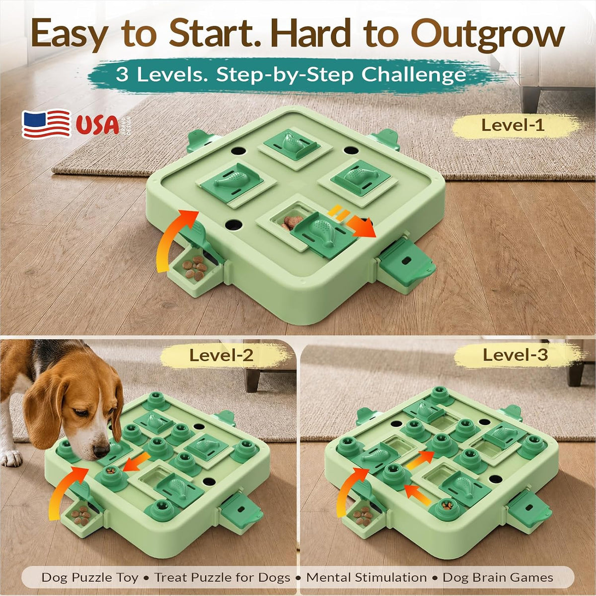 Dog Chess Puzzle Toy, 3-Levels - LEVEL 3 IN 1 / Green - image 2