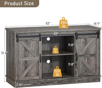 Farmhouse 55-75 Gallon Fish Tank Stand with Power Outlet, Aquarium Stand with Cabinet&Sliding Barn Door, Heavy Duty Reptile Tank Stand for 2 Fish Tank/Turtle Tank/Reptile Terrarium, Grey