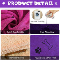 Chumia 4 Pcs Dog Towels for Drying Dog Puppy Bulk Microfiber - 24 x 40 Inch / Dark Purple,purple,pink,yellow - image 3