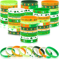 JUNEBRUSHS 64pcs Halloween Party Favors Silicone Bracelets Rubber - St. Patrick's Style