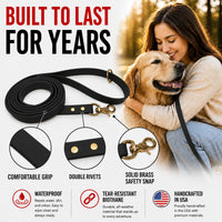 Biothane Leash, Brass, 6 ft x 5/8, Black – Essentials for Dogs - 3/4 / Black - image 4