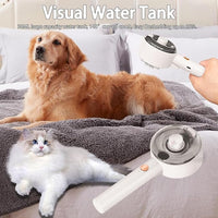 Cat Steam Brush For Shedding, Steamy Dog Grooming Brush With 2-Speed Spray, Blue Light And Release Button, Rechargeable Water Pet Hair Brushes Wet Self Cleaning Cat Spa Brush Cat Comb (White)