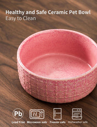 Ceramic Dog Bowl, Dogs Dish for Middle and Small Dogs, Puppy - Pink - image 4