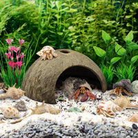 QUOZUO Hermit Crab Shells Natural Coconut Shell Hut Artificial Plants - image 4