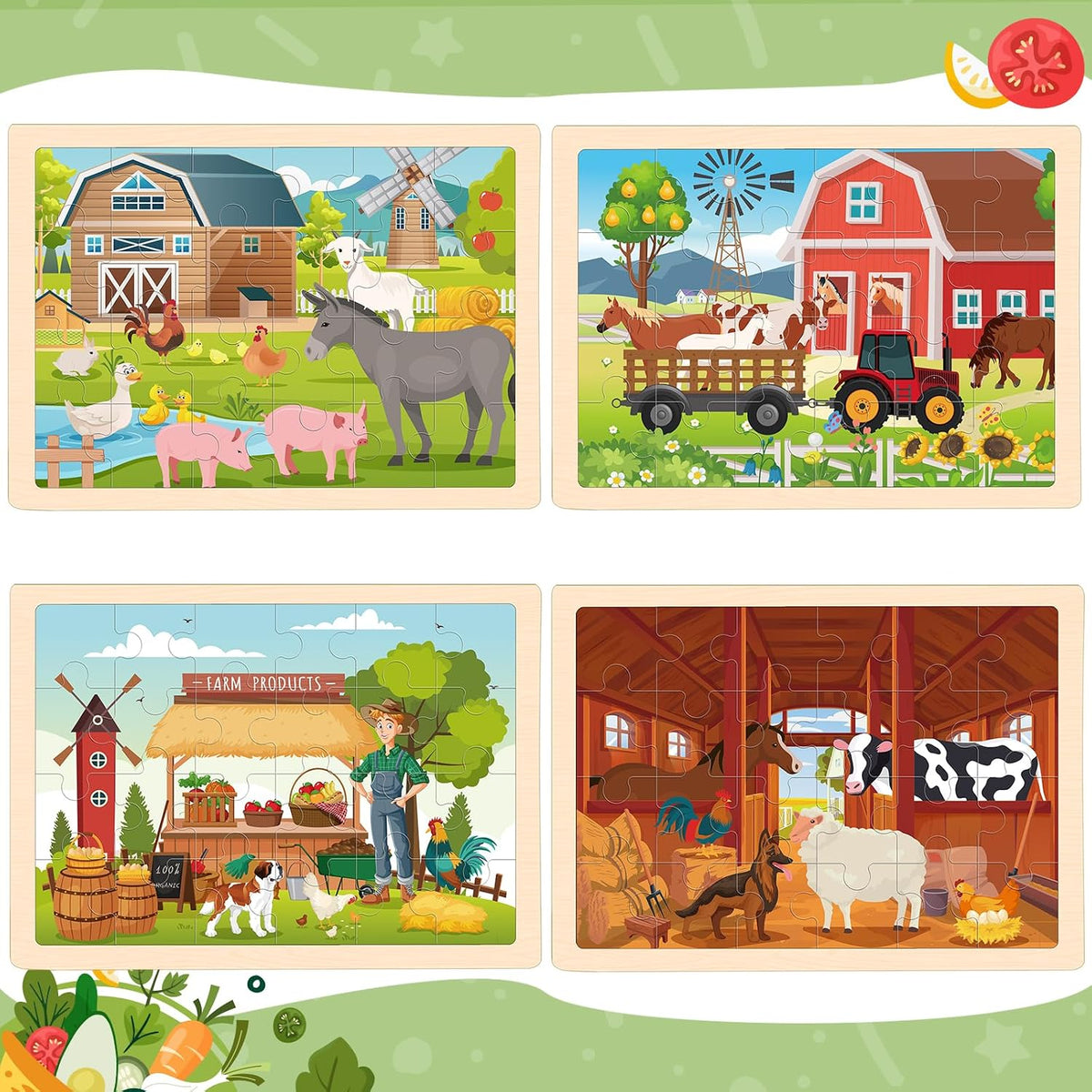 LACCHOUFEE 4-pack wooden puzzles for kids ages 3 to 5 - view 10