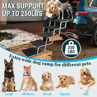 Extra Wide Dog Stairs for Large Dogs,Portable Folding Pet Stairs for Cars,SUV,Trucks,Dog Steps with Non-Slip Surface,Supports Up to 250 lb,5 Steps