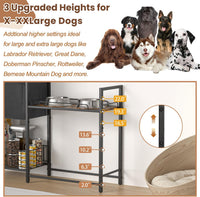 Elevated Dog Bowl Stand with Toy Bin Basket - Black&brown / 2"-22"H/ 18.9"Dx9.45"W - image 2