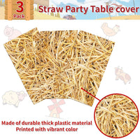 LANMANUO straw tablecloth set with hay bale print, three 54 x 108 inch plastic covers - view 6