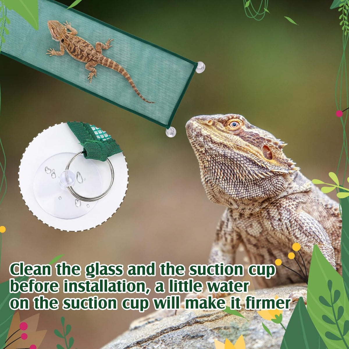 Silkfly Large Beard Dragon Hammock, Brown - 28 x 9 inch / Rectangle / Green and Black - image 4