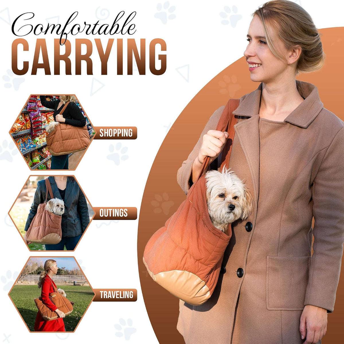 Plush Dog Purse Carrier for Small Dogs, Soft Tote, Black – Essentials for Dogs - Plush Brown - image 2