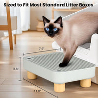 Litter Box Step, Litter Box Ramp/Catcher with Wooden Base - Light Gray - image 2
