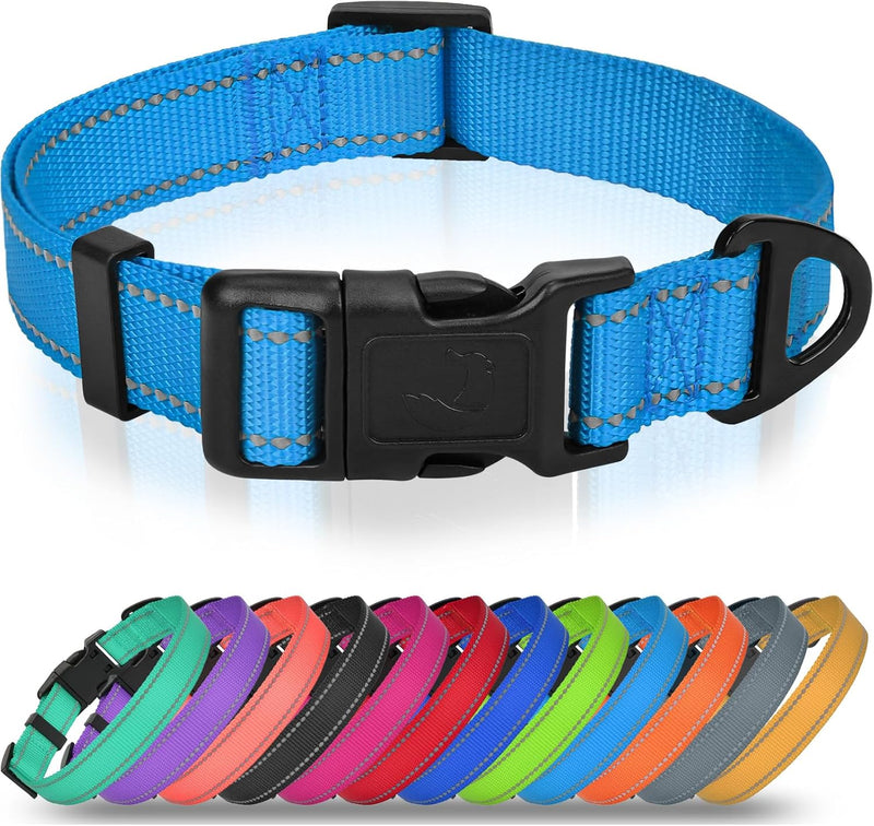 Joytale Feather-Light Dog Collar for Small Dogs & Puppies, 5/8" - XL: Width 1¼", Neck 18-28" / Sky Blue