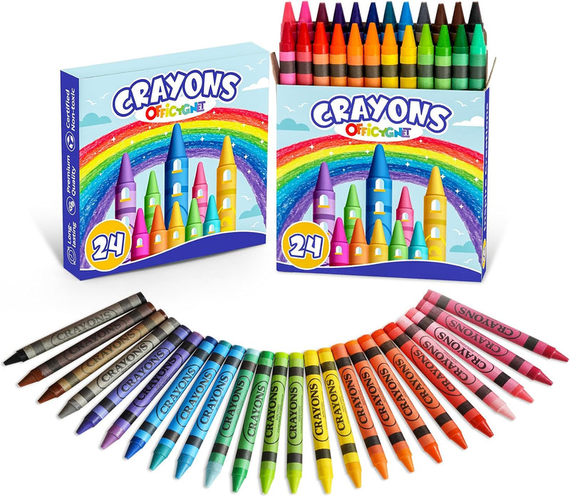 Officygnet washable crayons, two boxes of 24 colors for toddlers and kids