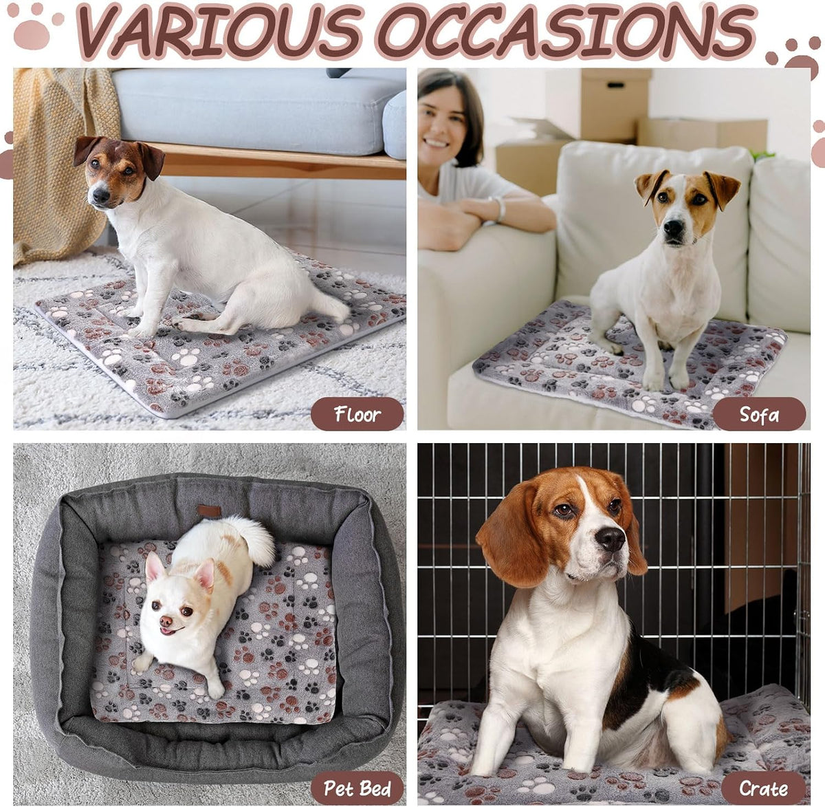2 Pack Self Warming Cat Dog Bed Pad - Black / 22'' X 18'' / Dog Paw - image 4