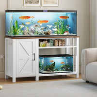 55-75 Gallon Fish Tank Stand with Power Outlet & Adjustable Shelf, Heavy Duty Aquarium Stand with Cabinet Storage for Fish Tank, Turtle Tank, Reptile Terrarium, 1000LBS Capacity, White
