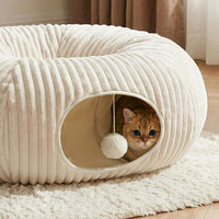 Cat Tunnel Bed with 40 Pcs Interactive Cat Toys - White / Medium - image 3