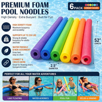 Hanaive white foam pool noodles, 6 pack, 52 inches long with hollow centers - view 20
