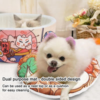 寵幸 Ramen Noodle Cute Cat Bed, Soft Warm Washable Kitten Bed - 19.7"L x 19.7"W x 7.9"Th / orange - image 3