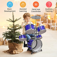 Toddlers Drum Set Kids Jazz Band Rock Kit for 3-5 Boys Girls Music Toy – Fun for Kids & Family - Blue - image 2