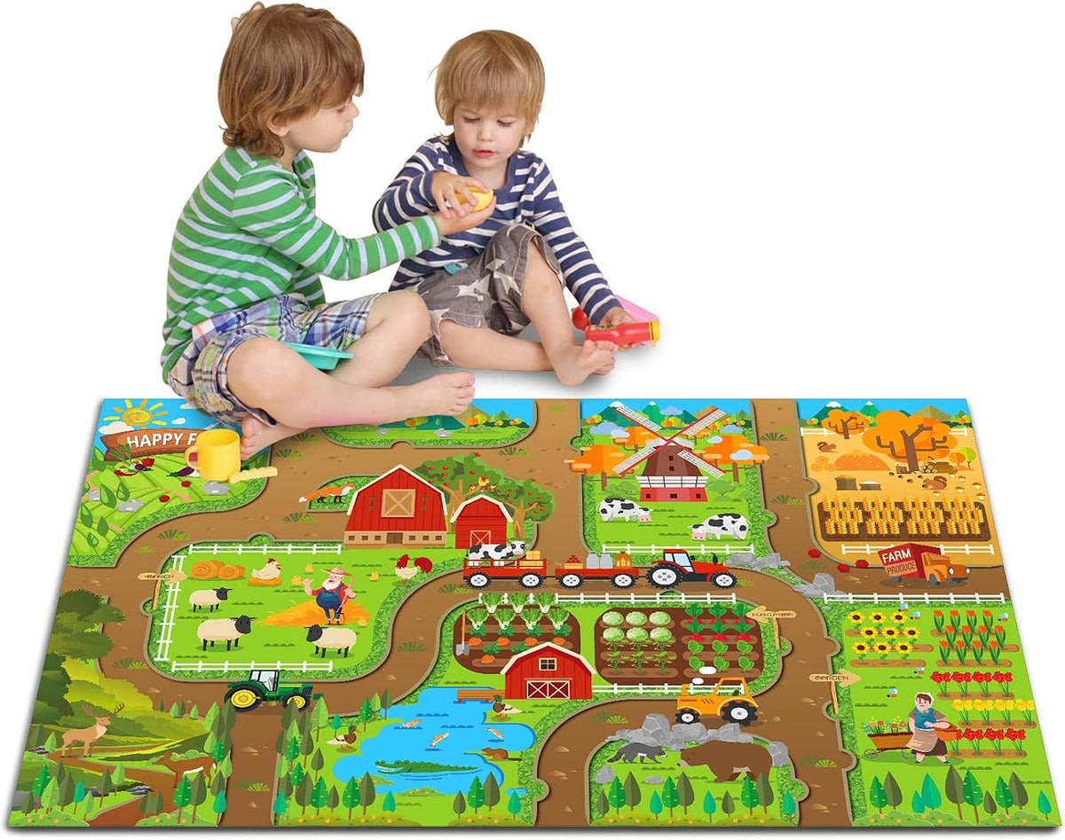 Oriate Kids Dream Mat Modern City Road Map Rug - Farm Mat