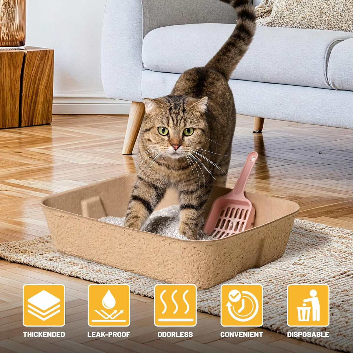 4 Pack Disposable Cat Litter Boxes - 6 Piece Set - image 3