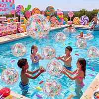 Yinder 24 Pcs Clear Beach Balls Inflatable Bubble Ball Decorations - Cute / Colorful