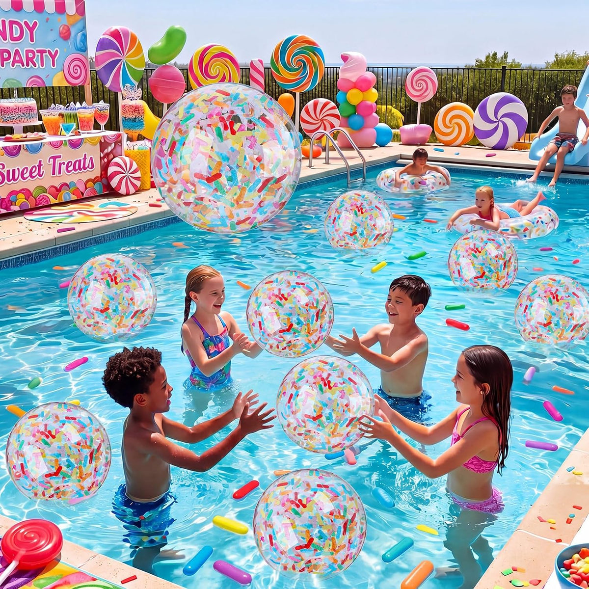 Yinder 24 Pcs Clear Beach Balls Inflatable Bubble Ball Decorations - Cute / Colorful