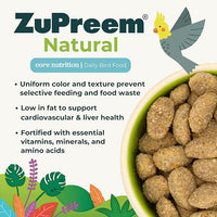 ZuPreem Natural Bird Food, Bird Feed Pellets for Amazons, Cockatoos & Macaws, ZuPreem Core Nutrition, Made in USA, Added Vitamins, Cockatoo Food, Macaw Feed, (Large, 3 lb Bag)