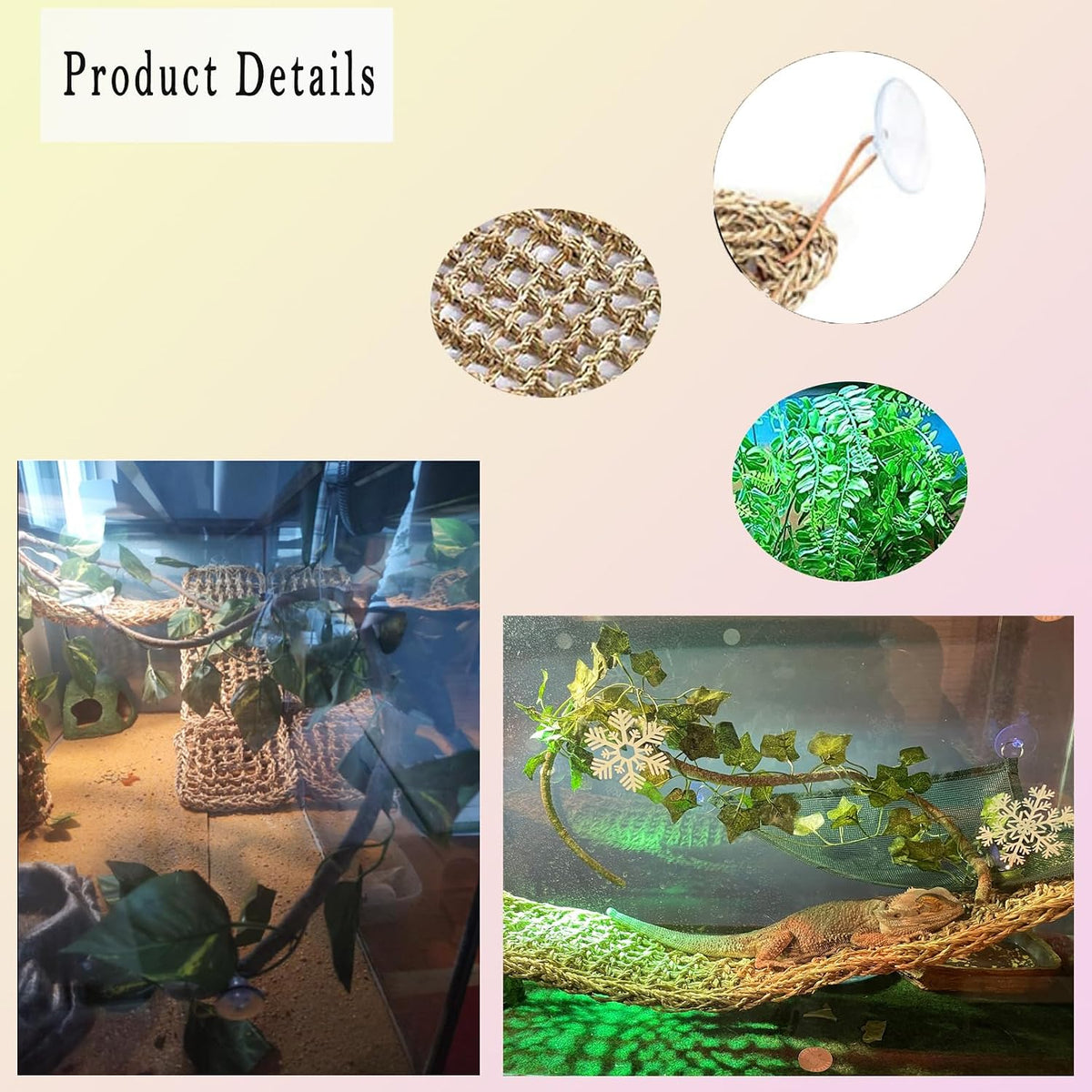 Reptile Hammock, Large Lizard Lounger - 【▇+▄+Green】 - image 3