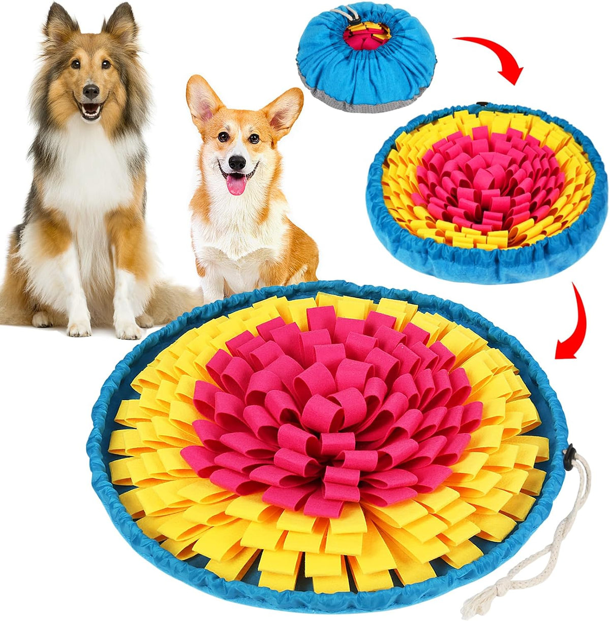 SZEE Snuffle Mat for Dogs - Rose Red and Yellow
