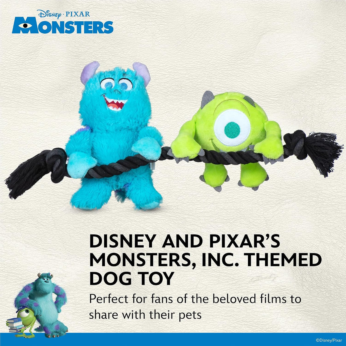 Disney for Pets Pixar Monsters Inc Sulley Plush Dog Toy - Sulley & Mike Plush Rope / 12 Inch - image 2