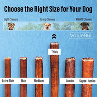 ValueBull Bully Sticks for Dogs, Thick 6 Inch, 400 Count Wholesale Pack - All Natural, Grass Fed, Single Ingredient, Long Lasting Dog Treats