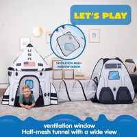 JOYIN White Rocket Ship Pop up Play Tent with Tunnel and Playhouse - image 3