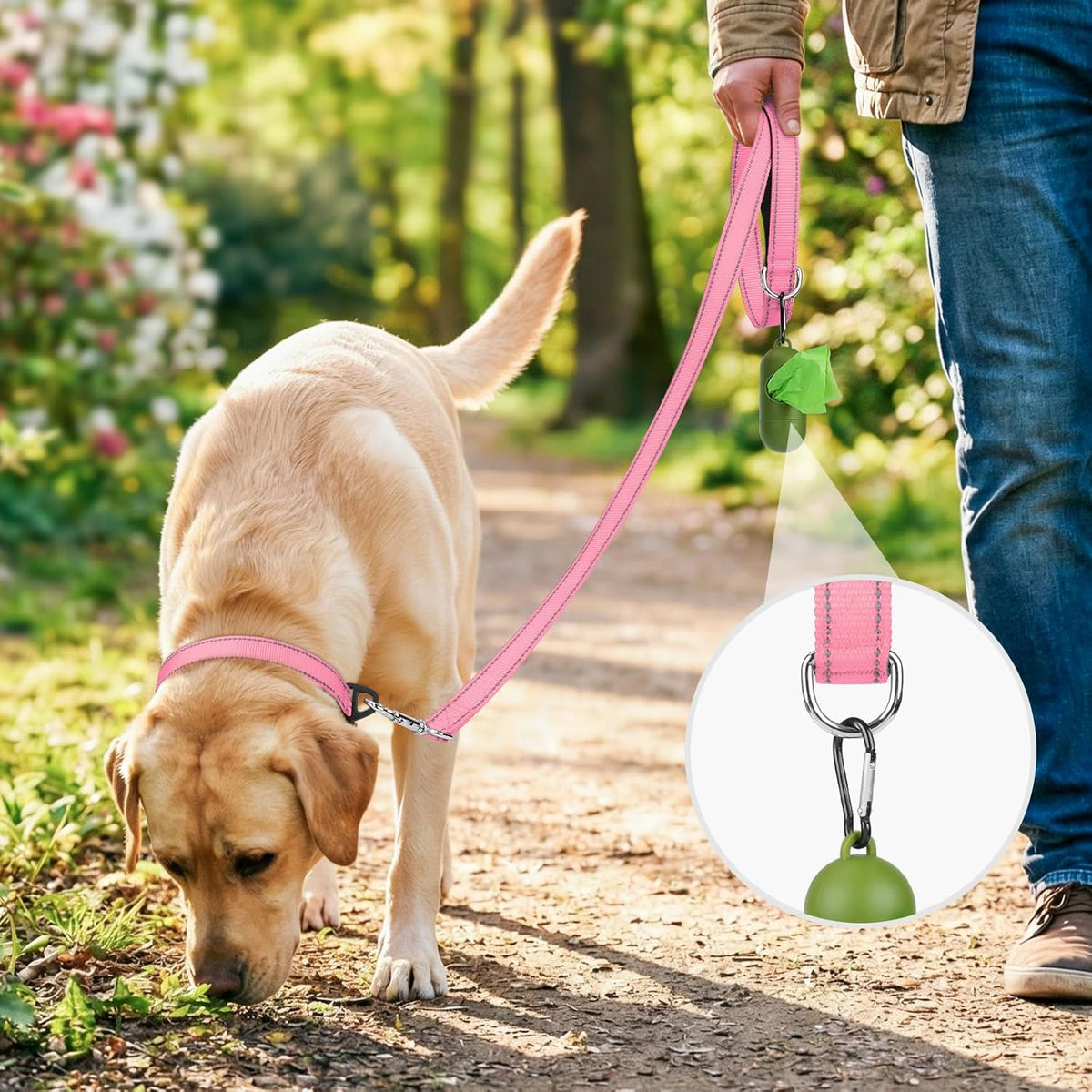 Joytale Reflective Dog Leash for Medium & Large Dogs - 4 ft Standard / Pink - image 2